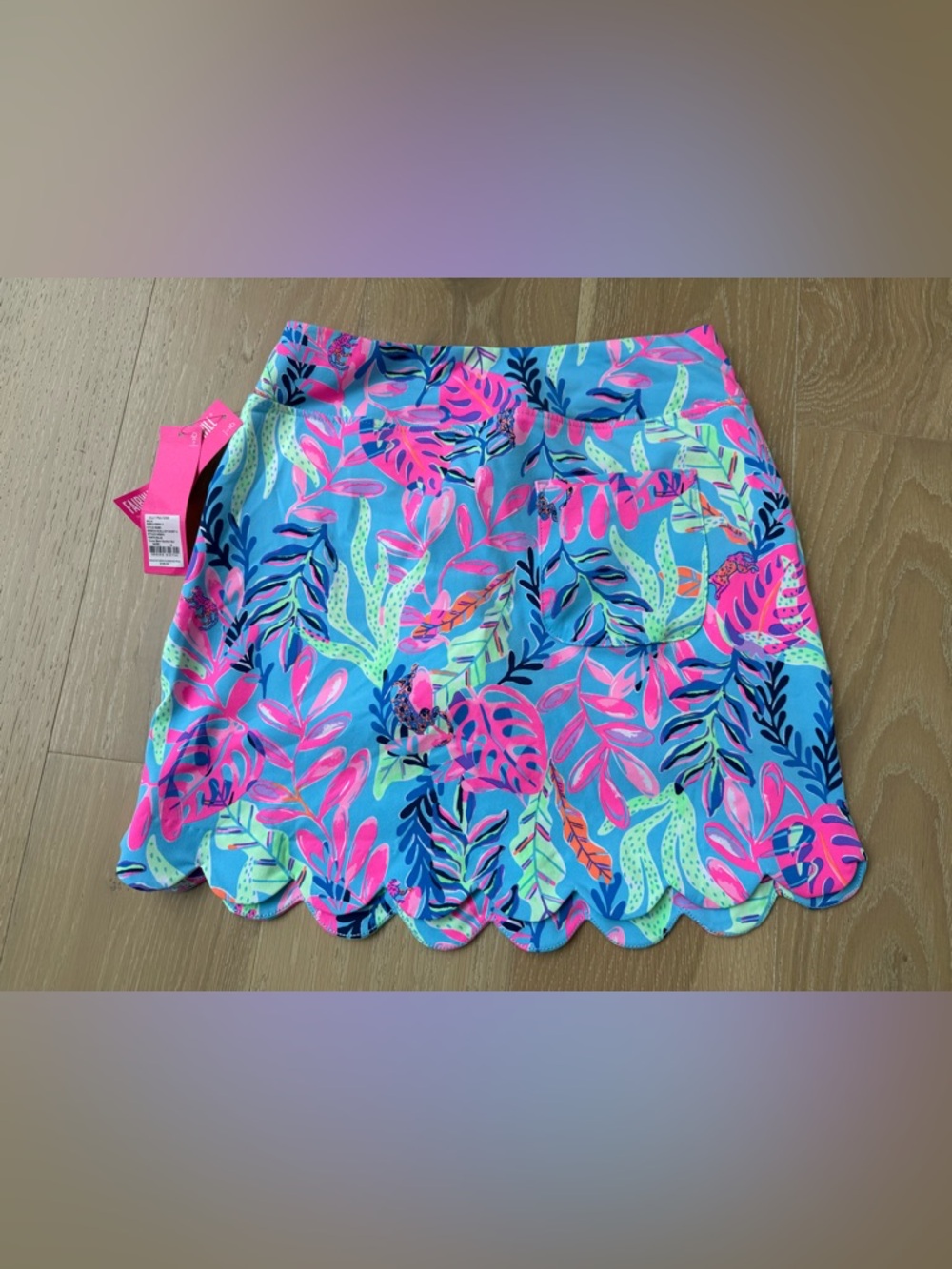 Lilly Pulitzer NEW Monica Scallop Skort UPF 50+ Pink & Blue - Picture 2 of 3